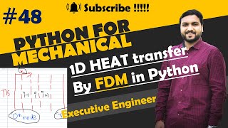 heat diffusion equation 1d using Python | Python for mechanical engineer | CFD python