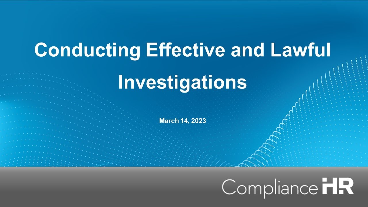 Conducting Effective Workplace Investigations - YouTube