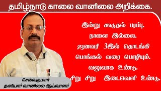 சுருக்கம்:-இன்று கூடுதல் பரப்பு. நாளை இல்லை. ஜனவரி 3இல் தொடங்கி பொங்கல் வரை பொழியும். வலுவாக உண்டு.