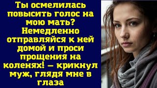 Ты осмелилась повысить голос на мою мать? Немедленно отправляйся к ней домой и проси прощения