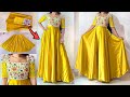 Convert Saree into Long Dress/Frock/Gown | puff sleeve long dress cutting stitching for beginners