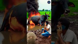 Cow Caught in Fire While Grazing  Farmers’ Brave Rescue