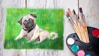 Уроки рисования! Как нарисовать мопса гуашью! #Dari_Art