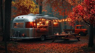 Cozy Outdoor Trailer Cafe Ambience 🍂 Warm Jazz Music for Relaxing \u0026 Working