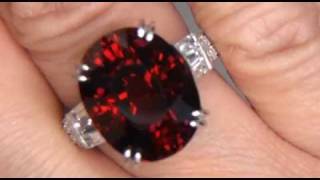 RARE VVS 21.42 Carat Spessartite Garnet \u0026 Diamond Ring 14K Gold