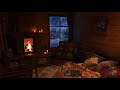 deep sleep in a cozy winter hut and cat blizzard sounds fireplace snowfall