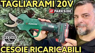 Tagliarami ricaricabile 20V Parkside Lidl. Cesoia a batteria per potatura rami piante. Muscarella