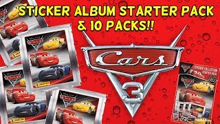 CARS 3 Disney Pixar Panini Sticker Starter Album + 10 PACKS! Cool Stickers!!