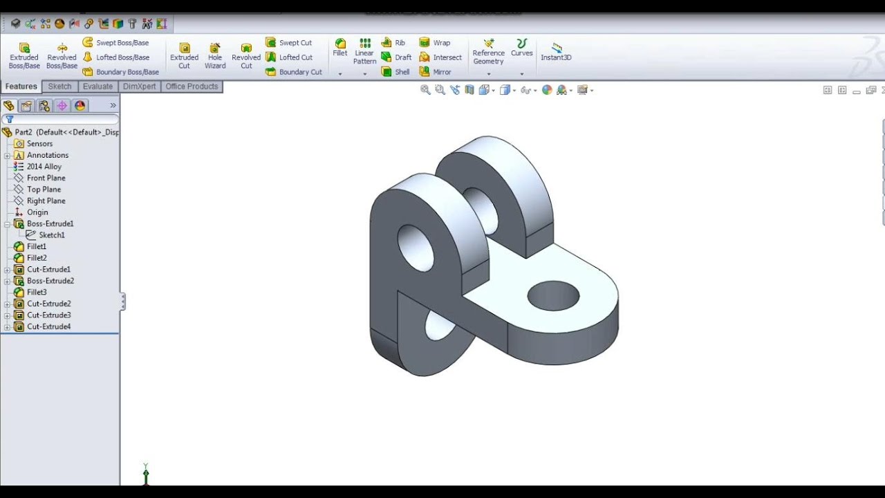 Solidworks Basic Part Design Tutorial For Beginners 7 Youtube Solidworks Basic Part Design Tutorial For Beginners 7 Youtube