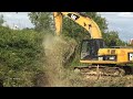 Cat 320D Excavator Clearing Trees from the Canal - Amazing Heavy Equipment Working in Action