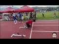 World Athletics U20 Championships Cali 22 - Azeem Fahmi practice starting block at warm up track