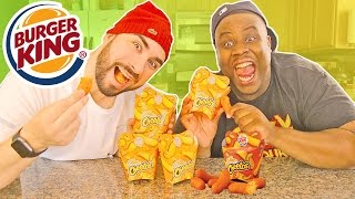 MAC AND CHEETOS BY BURGER KING Taste Test Reaction Challenge !