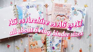 6 ring binder journal size guide/A5, Archive, A6, A7/Creative Journaling/Kawaii Journal with me