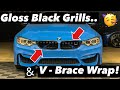 How to Install GLOSS BLACK GRILLS, WRAP V-BRACE & CARBON AIR SCOOPS - BMW M4/M3 F80/F82/F83