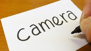 How to turn words CAMERA into a Cartoon -  How to draw doodle art on paper