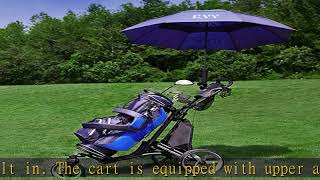 KVV 3 Wheel 360 Rotating Front Wheel Golf Push Cart Open and Close in ONE Second-Free Umbrella Hold