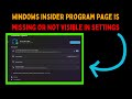 How to Fix Windows Insider Program Page is Missing or Not Visible in Settings on Windows 11