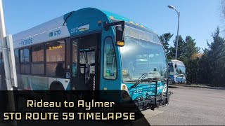 Ottawa-Gatineau STO bus route 59 Rideau to Aylmer timelapse