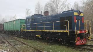 ТГМ4А-2661 С полувагонами  с ДСЗ на ст. Пятовская.