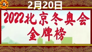 2022北京2月20日冬奥会金牌榜|2022冬奥奖牌榜|冬奧獎牌榜2022|冬奥金牌榜|中国九枚金牌第三名!冬奥金牌|冬奧獎牌榜（含字幕）