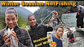 Couple in Big River For NetFishing🐟||Winter Session NetFishing