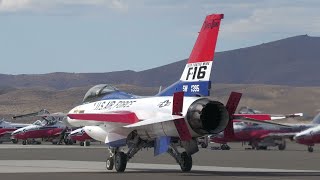 F-16 Viper demo team. 50th anniversary Taxi. YF-16 colors. 2024 Reno Airshow. Sunday. 4K 60fps