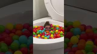 SURPRISE CRAZY FACE in Worlds Largest Toilet Play Ball Pit Pool #shorts