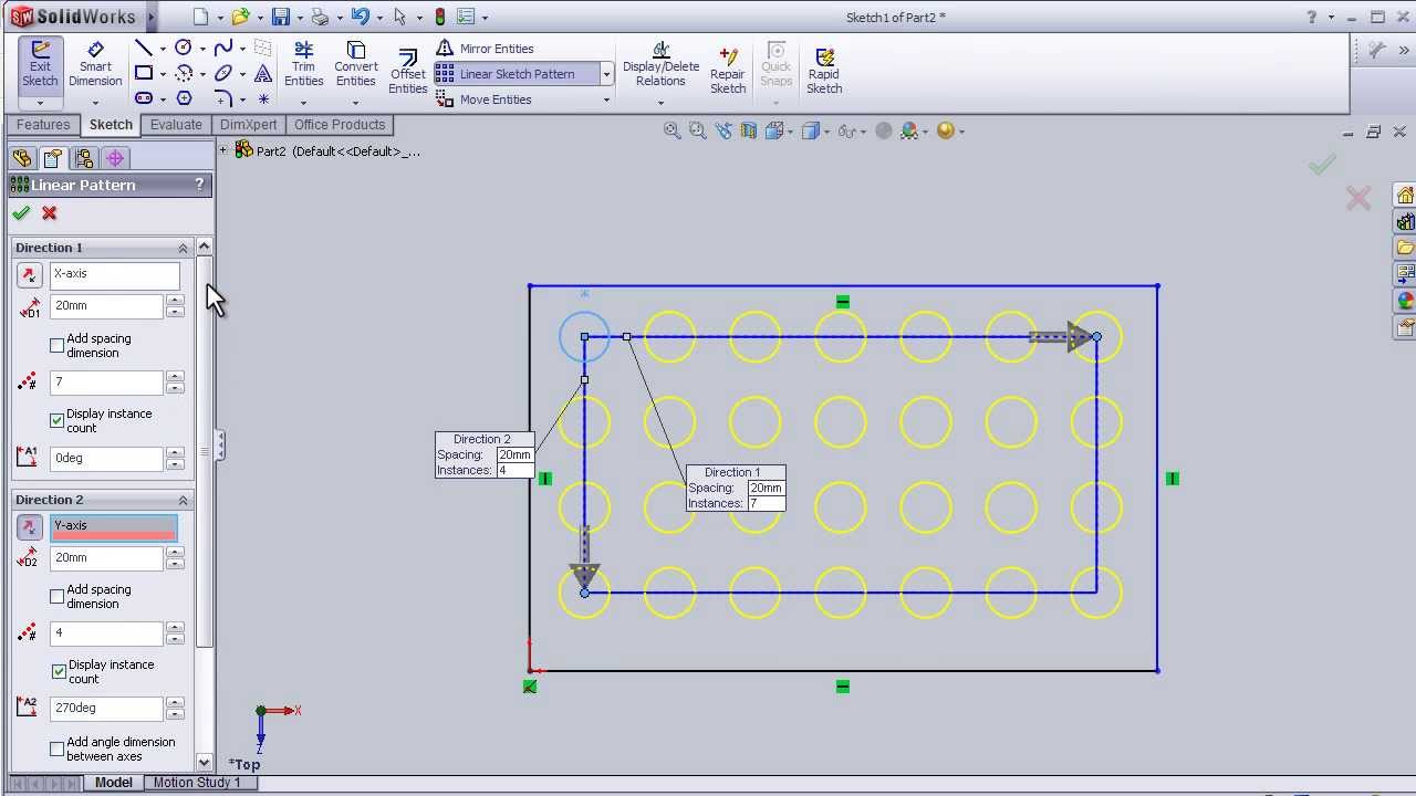 13 Solidworks Sketch Tutorial Linear Sketch Pattern Youtube