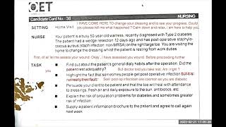 Oet sample speaking | Diabetes topic | Infection after wedge resection topic