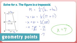 Geometry Points Solve For A Midsegment In A Trapezoid