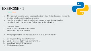 Tic Tac Toe Game using Python | Exercise - 1 | Part - 1