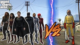 GTA 5 -Saitama (One Punch Man) vs Justice League SUPERHERO BATTLE