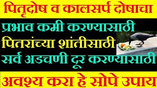 पितृदोष व कालसर्प दोषाचा प्रभाव कमी करण्यासाठी पितरांच्या शांतीसाठी  अवश्य करा हे सोपे उपाय