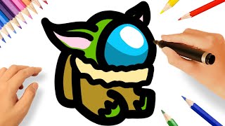 HOW TO DRAW AMONG US BABY YODA | AMONG US STAR WARS | AMONG US SKINS