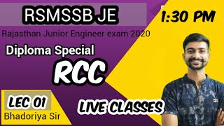 #1 Diploma special Classes RCC - 1 / RSMSSB JE / Rajasthan JE/ Bhadoriya sir
