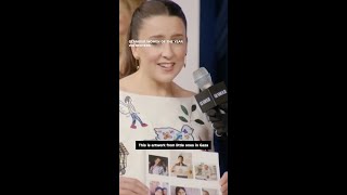 Ms. Rachel wears dress with children’s artwork from Gaza
