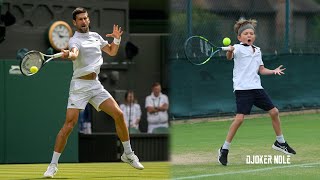 Novak Djokovic plays tennis with his son Stefan - Wimbledon 2022