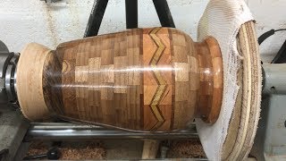 Walnut Segmented Vase With Chevron Feature Ring Part 2: Turning and Finishing The Vase