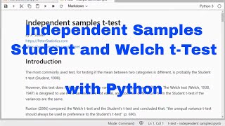 Python - Independent Samples Student and Welch t-test