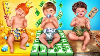 Broke vs Rich vs Giga Rich Baby / 10 Barbie DIYs