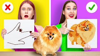 ART CHALLENGE AND DRAWING TRICKS || Awesome drawing hacks and pancake challenge by 123 Go! GENIUS