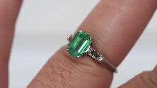 Circa 1920 Art Deco Platinum 1.20ct Emerald Cut Engagement Ring - VEG#1903