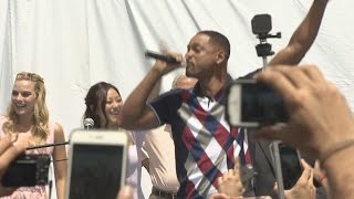 Will Smith performs 'Miami' at SUICIDE SQUAD event - watch Margot Robbie \u0026 Karen Fukuhara dance!