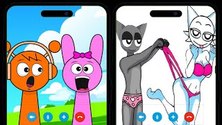 Incredibox Sprunki Oren And Pinki React To New Funny Cartoons On His Phone