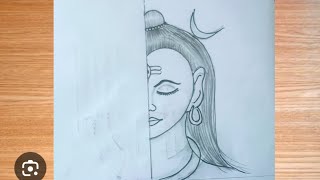 How to Make mahadev half face drawing | Mahadev drawing | LordShiva drawing | Drawingpicture |चित्र