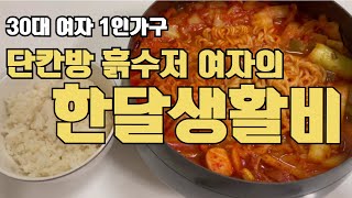 월세 단칸방 흙수저 여자의 한달생활비 l 30대 1인가구 폭식vlog