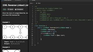 Reverse linked list without extra space | Without recursion | Blind 75 leetcode problems
