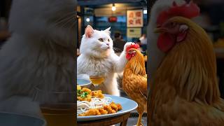 A Cute Cat Date with Chicken😍 #shorts  #CuteAnimals #AnimalRescue