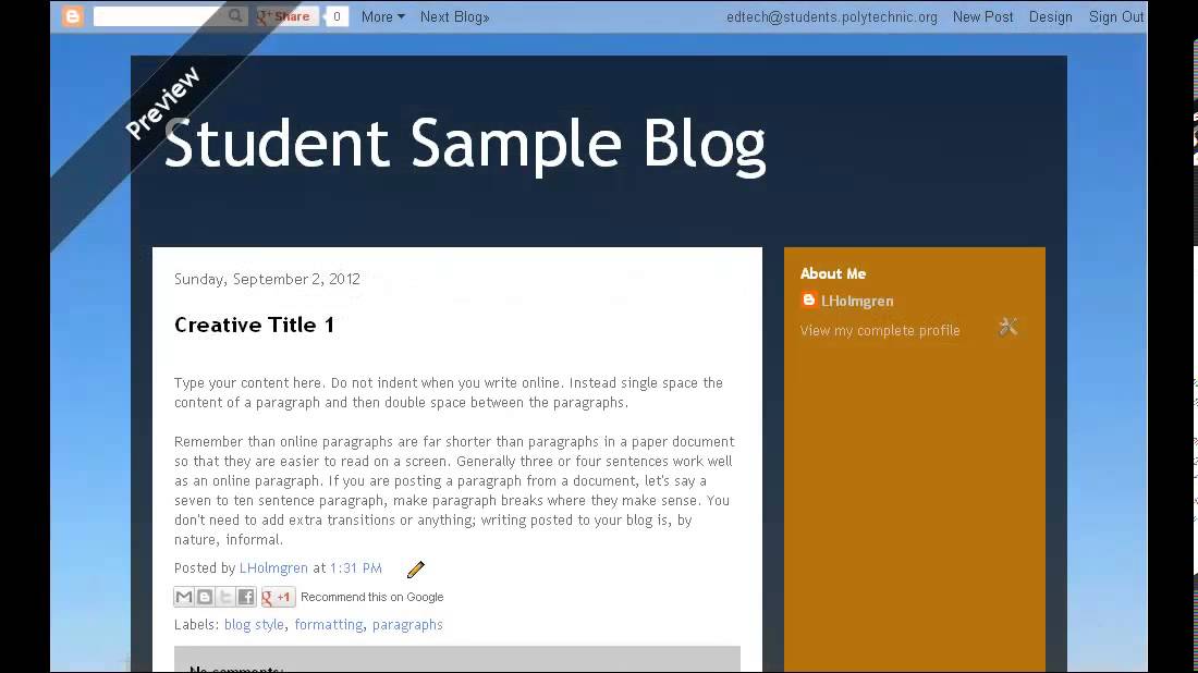 Example Of A Blog