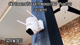 SOVMIKU CQ4 2K AI Solar Security Camera | Wireless Outdoor, 360° Pan/Tilt, 64GB